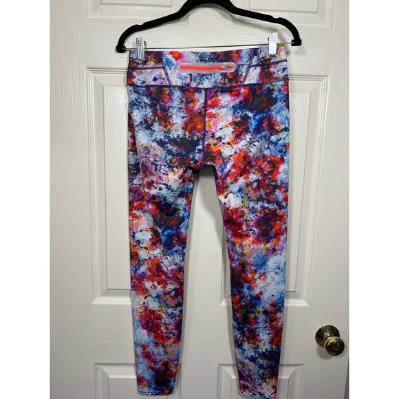 Athleta Hypersonic Sonar Tights Leggings Pink Floral Watercolor Print Running - Picture 4 of 10